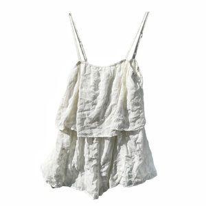 Francesca’s Ivory Eyelet Layered Summer Romper Size L